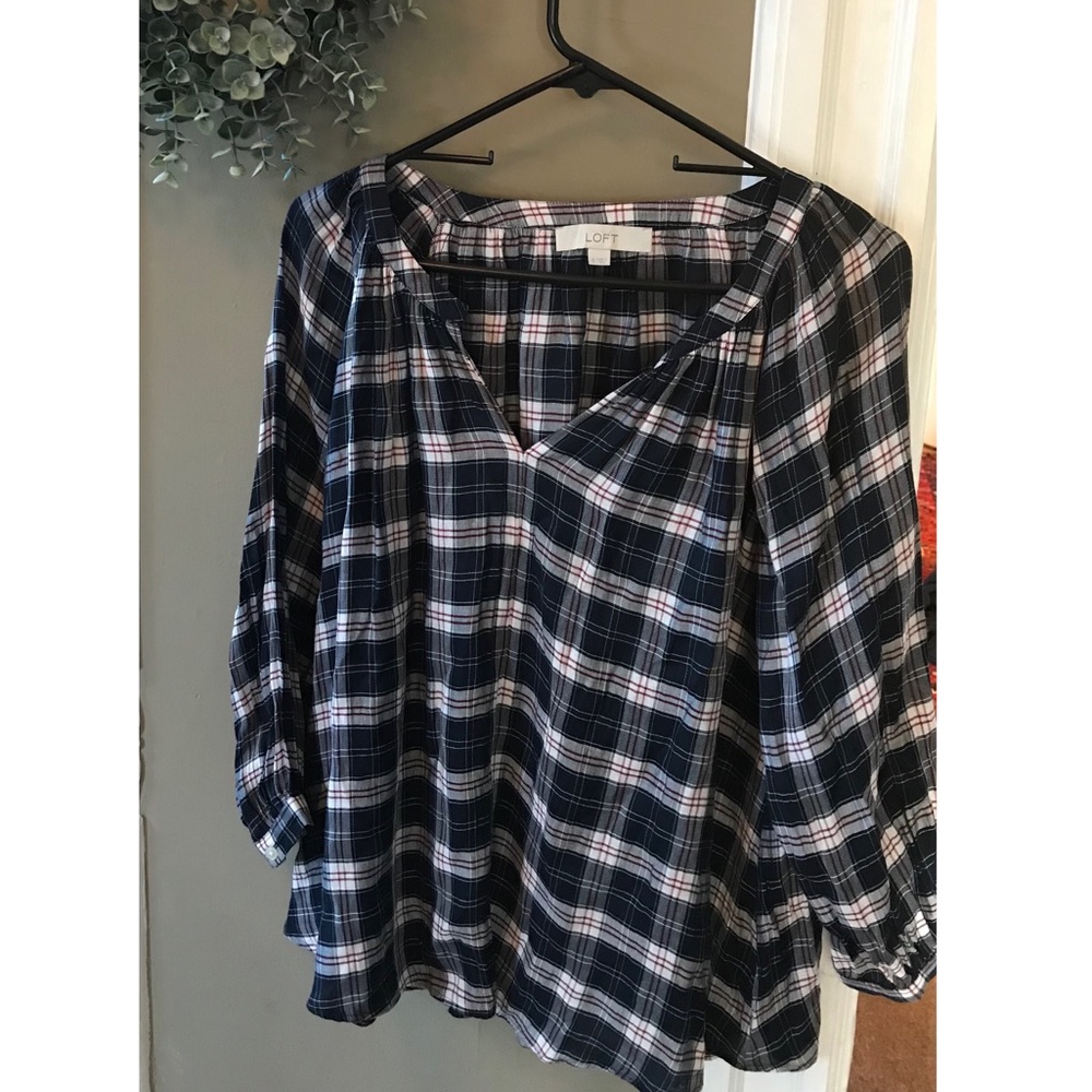 LOFT plaid blouse